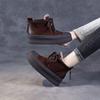 Johnature Genuine Leather Retro Plush Warm Women's Shoes Thick Sole Versatile Back Zipper Ankle Boots
