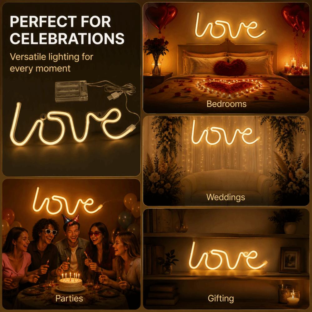 Love Neon Wall Sign USB or Battery Powered LED Neon Sign Decorative Neon Light  Bedroom Decor
