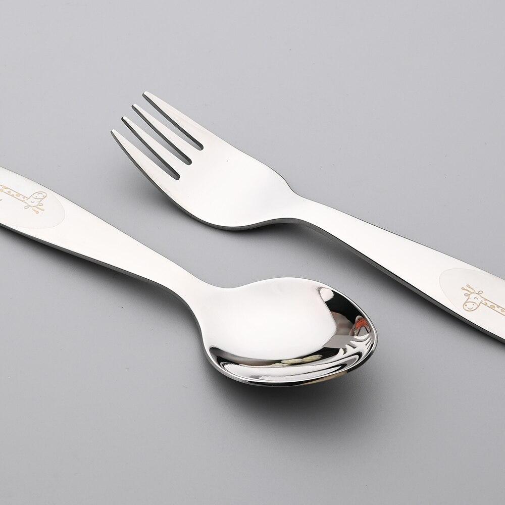 4 шт. столовые приборы, столовые приборы из нержавеющей стали 304, посуда, милый мультяшный милый рисунок жирафа, столовая посуда с резьбой, набор ложек и вилок