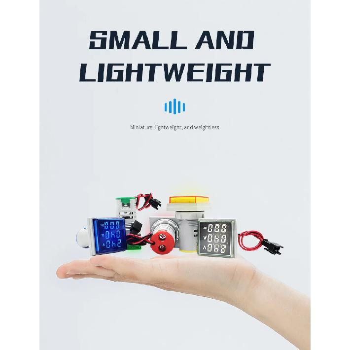 Digital 22mm AC50-380V Volt 0-100A 0-99HZ Voltmeter Ammeter Current Hertz Voltage Meter LED Indicator Lamp Pilot Light