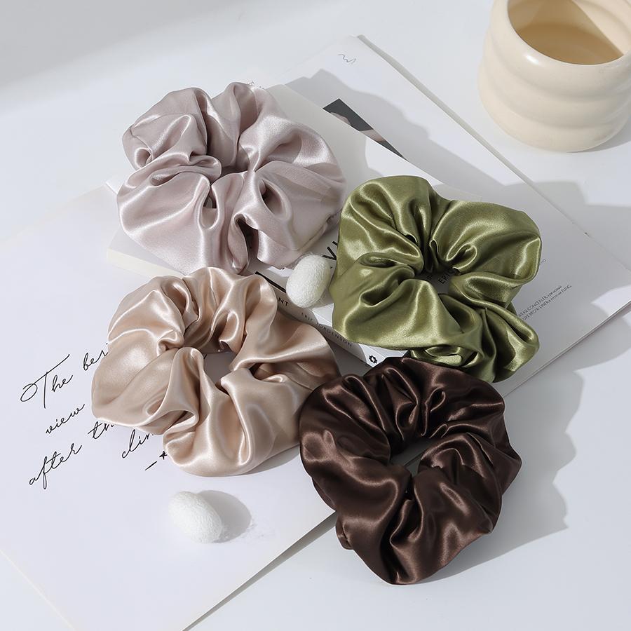 Custom logo 100% Mulberry 22momme 7cm Silk Scrunchies Hair Ties Hair Accessories for Girls