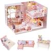 CUTRROOM DIY Miniature Wooden Dollhouse Handmade Mini House Kit with Furniture Scale Creative Includes Music Dustproof and LED Lights Kit, - 124