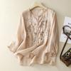 Summer Chic Beautiful Gentle Embroidered Ramie Shirt Trendy Niche Pink Shirt Textured Top