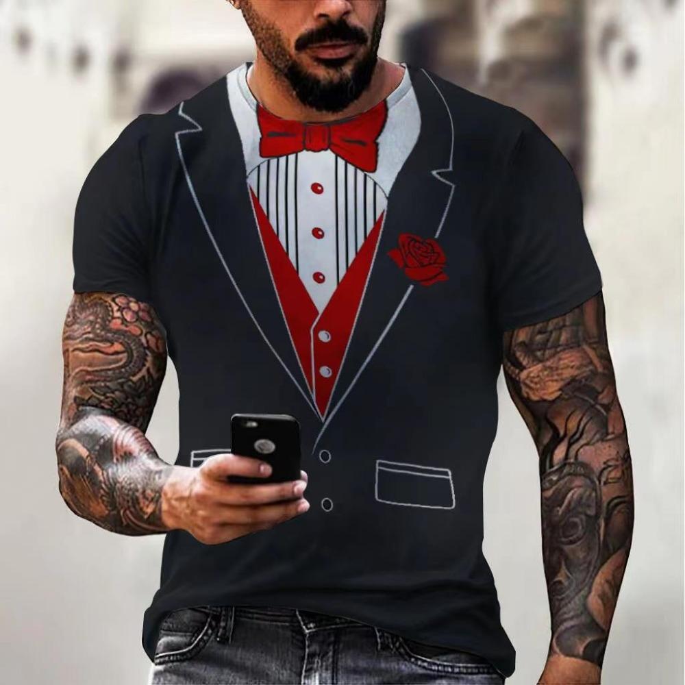 Модные мужские футболки с 3d-принтом костюма и галстука. Простая футболка с короткими рукавами для мужской одежды. Топы в уличной одежде.