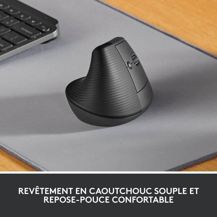 Souris - Sans Fil - Logitech - Lift Ergonomique Verticale - Graphite - Droitier
