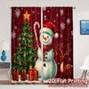 2pcs,Curtains Cute Snowman Deer Christmas Tree (2) Modern Curtains Digital Printed Semi-Sheer Curtains Festive for Kitchen,