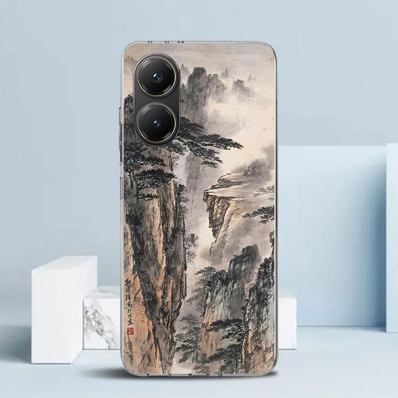 Чехол в китайском стиле с рисунком тушью, мягкая обложка для Xiaomi Poco F7 Ultra X7 X6 X5 Pro M7, чехол для телефона Redmi 15 15C 13 13C 12 12C 10 10C