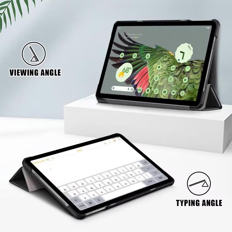 Чехол для 11-дюймового Google Pixel Tablet 2023Регулируемый угол обзора Защитная трехстворчатая подставка Тонкая крышка с держателем для карандаша Совместим с зарядкой