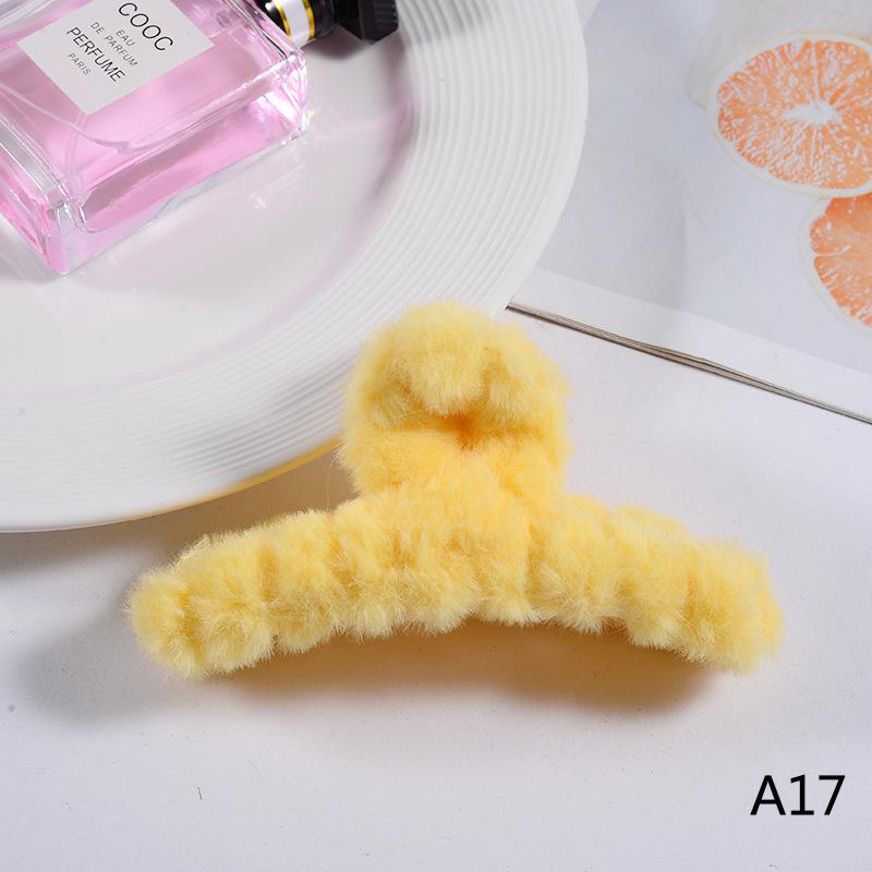 Женский коготь для волос, плюшевый зажим, милый корейский осенне-зимний однотонный, элегантный, акриловый, пушистый