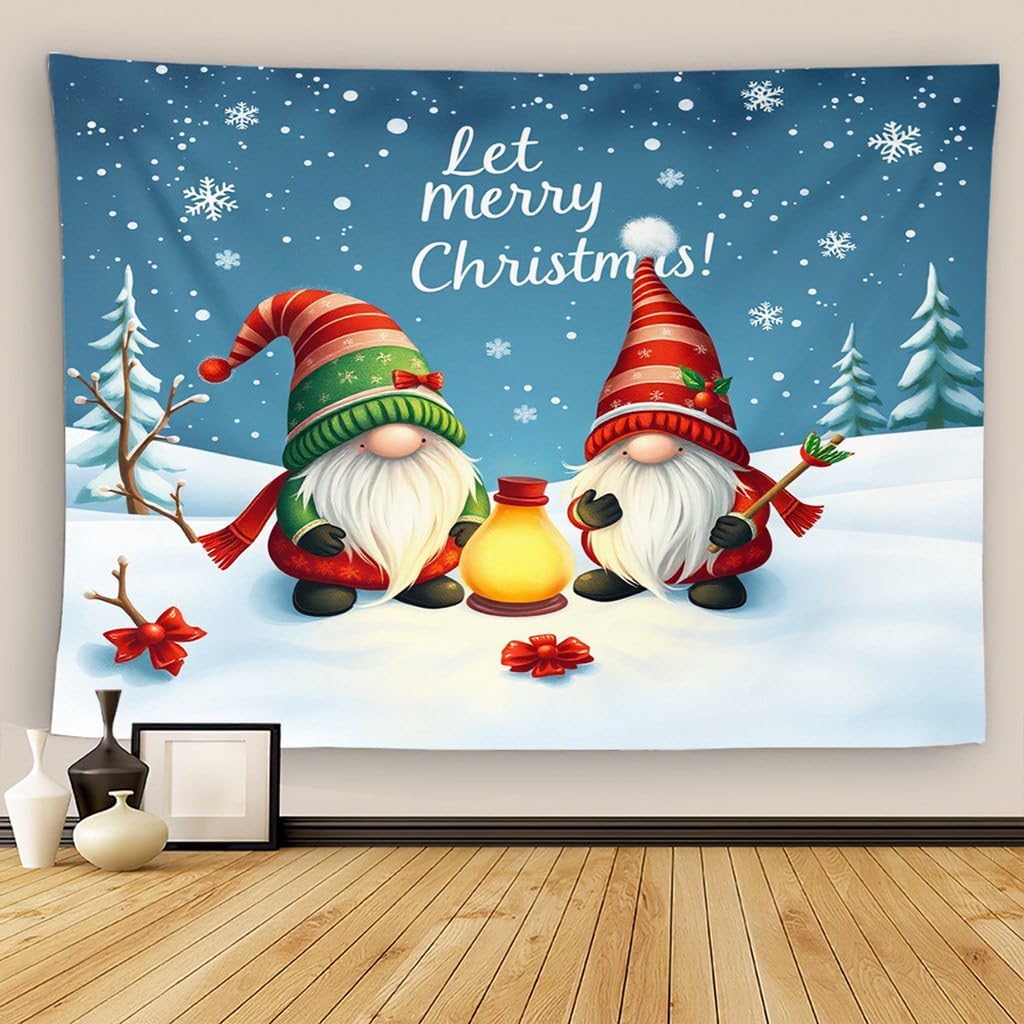 Gnomes Christmas Handmade Tapestry Wall Hanging Watercolor Rose Red Love Balloon Valentines Day College Dorm Beach Throws
