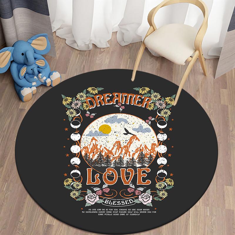 Круглый ковер с цветочным принтом Kawaii Printed для гостиной, коврики для пикника на природе, противоскользящий коврик для йоги, ковры для спальни