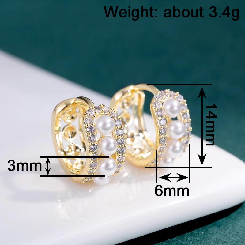 Xiaomi Huitan Delicate Imitation Pearl Women Hoop Earrings for Wedding Luxury Hollow Accessories Aesthetic Party Trendy Jewelry with CZ