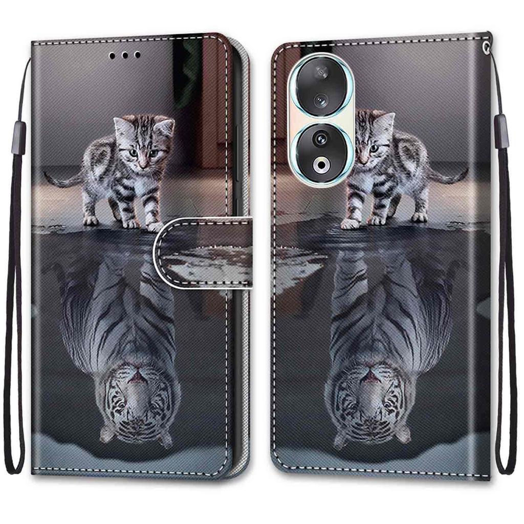 Fashion Painted Pattern Cover Lanyard Flip Leather Case For iPhone Samsung Huawei Honor Xiaomi Redmi OPPO Realme Moto Asus