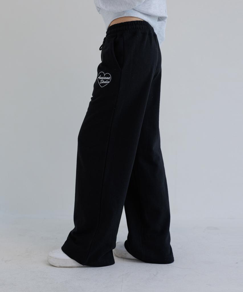 AWESOME STUDIO Low-Waist Wide Sweatpants Black