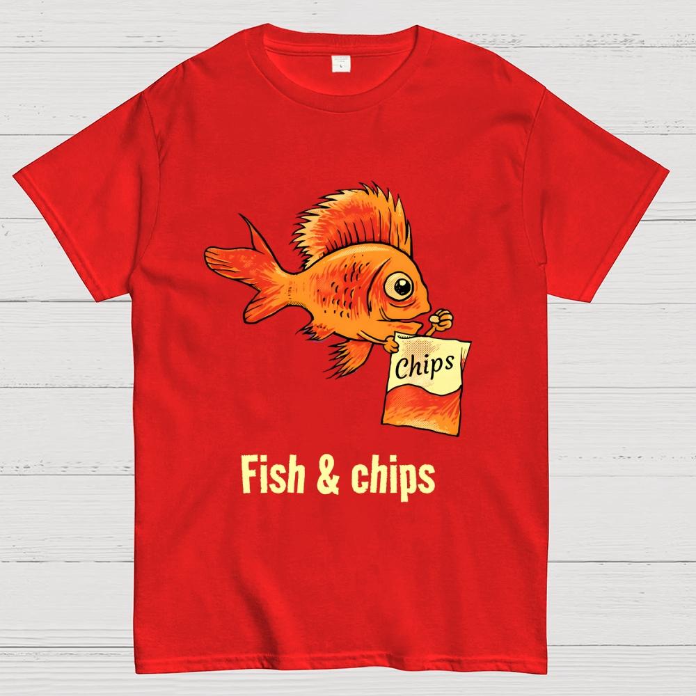 Fish & chips Cotton Summer Casual Cool Loose T-Shirt