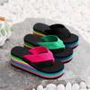 Women's Rainbow Color Platform Flip Flops Summer Thick Sole Lightweight Slip-on Wedges Sandals Girls Beach Slippers