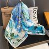 Beach 100% Real Silk Scarf Women Summer Neckerchief Female Shawl Luxury Brand Hijab Vintage Hair Band Foulard Wrap  Bandana