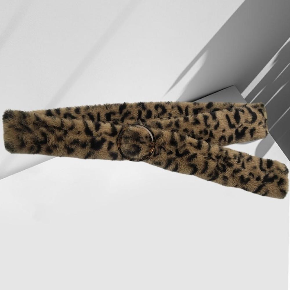 Искусственный Мех Пушистый Плюшевый Пояс Леопардовый Принт Кисточки Поясной Ремень Хип-хоп Пояс Украшение для Джинсов