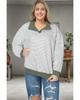 Azura Exchange Green Striped Contrasting Trim Plus Size Henley Pullover