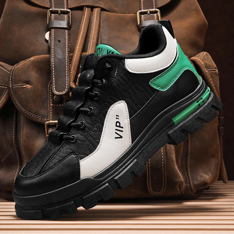 Spring and Autumn New Men's Shoes Leather Low Cut Fashion Trendy Running Sports Men's Casual Trendy Boots Men