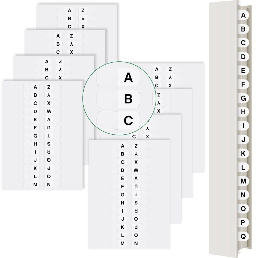 A-Z Sticky Tabs White Book Tabs 8 sheet Index Tabs Notebooks