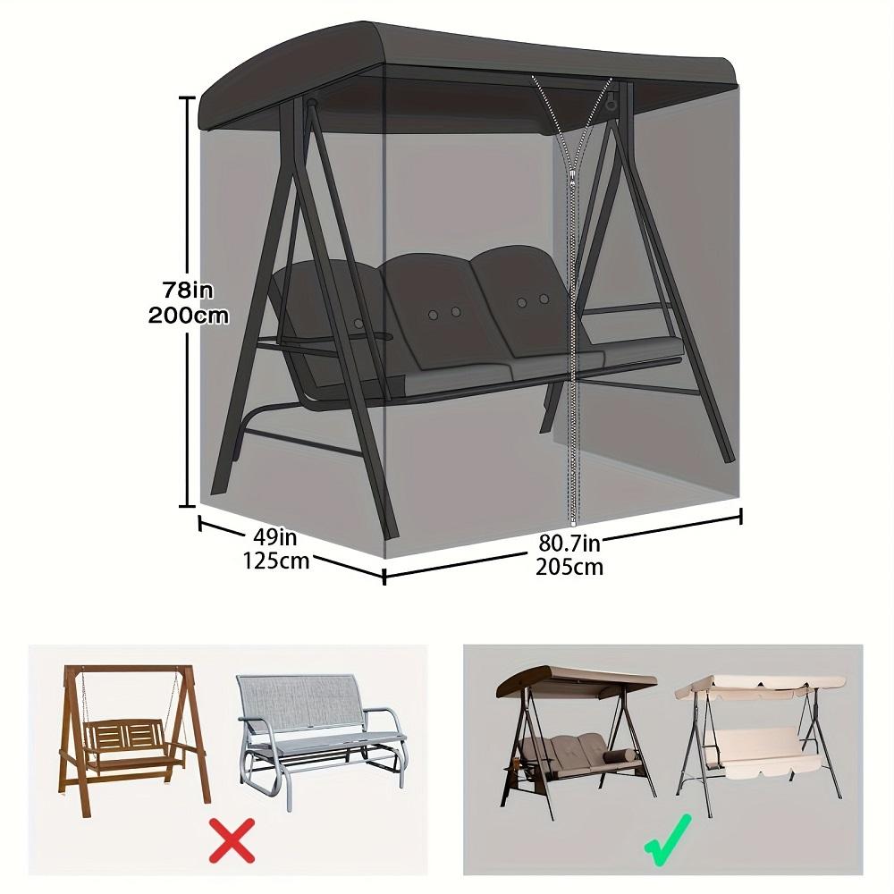 Rocking Chair Mesh Cover Waterproof Garden Swing Cover Zipper Closure Rectangle Mosquito Netting Curtain Swing Chair Mesh Net