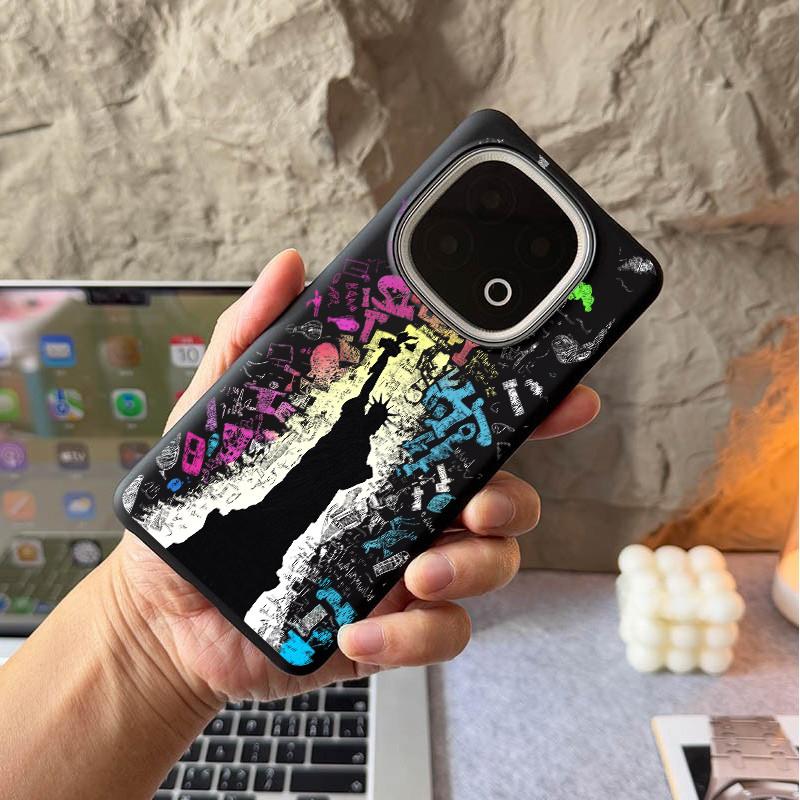 "Graffiti Freedom" Micro Frosted Hard Phone Case For IQOO 15 Ultra 15R/13/12 NEO 11/Neo 10 Z10 Z11 Turbo Z9 / Z9X Z8X Z7i Half Wrap Shockproof Cover
