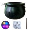 Dark Style Photo Prop Light Up Witch Cauldron DIY Set, Halloween Glowing Black Plastic Bowl with Spiders, Craft Kit Spooky Hocus Pocus Candy