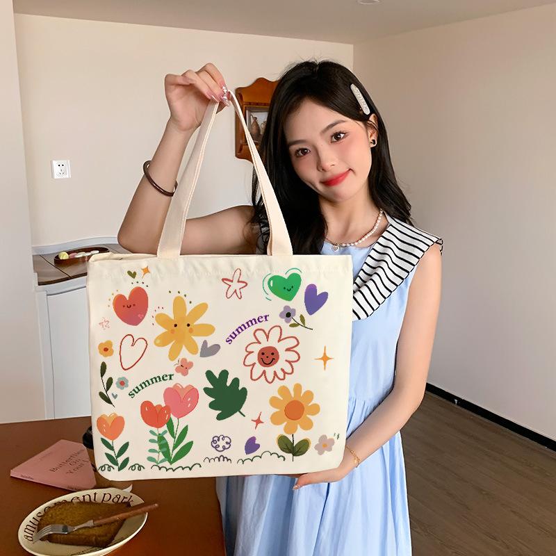 Холщовая сумка женская большая вместительная сумка студенческая сумка через плечо