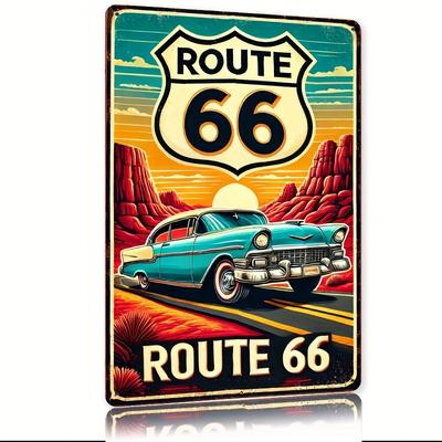 Винтажная металлическая табличка Route 66 Ретро Американское Дорожное Путешествие Настенное Искусство Прочный Железный Дом Наружный Декор для Фермерского Дома Кафе Бара G
