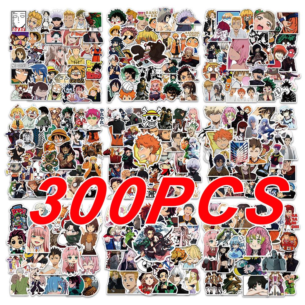 300 шт. Смешанные аниме-наклейки для детей One Piece Jujutsu Kaisen Dragon Ball Наклейка DIY Автомобиль Стена Крутые Мультяшные Декали Водонепроницаемая Игрушка