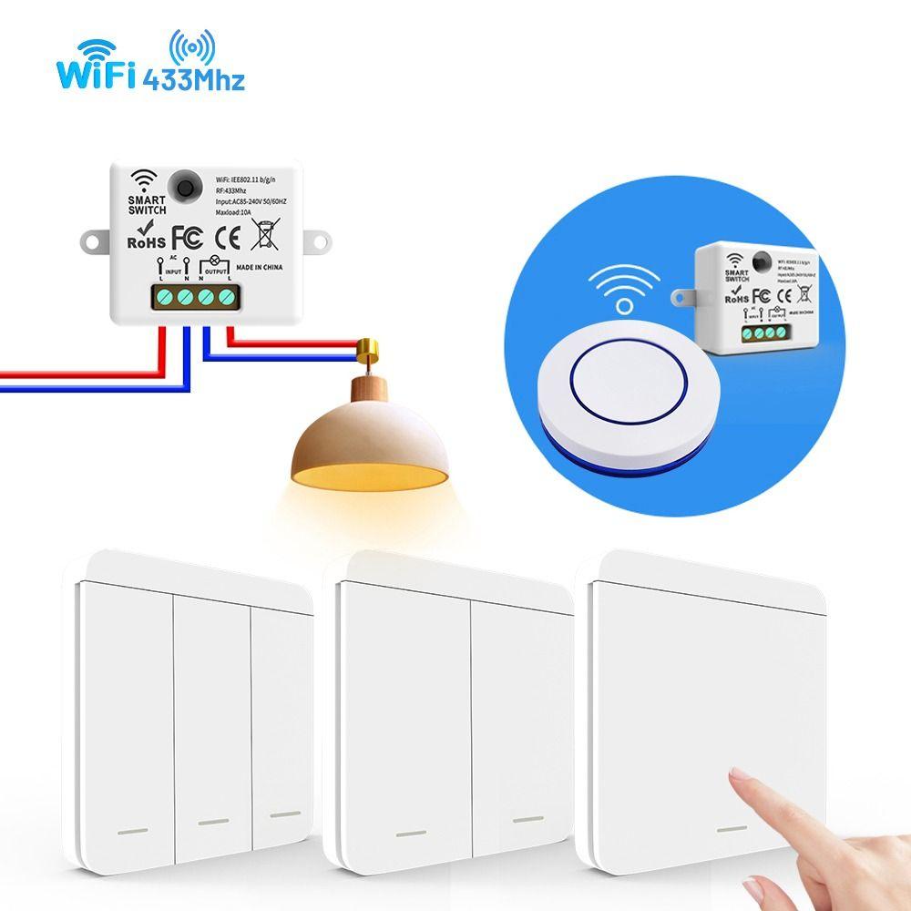 AC85-265V Wireless Smart Switch 1/2/3Gang Remote Control Switch Wall Panel Switch Home Automation