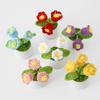 1PC Artificial Knitted Flower Crochet Material Kit Tulip Flower Crochet Flowers Wedding Decor