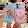 Bling Glitter Makeup Mirror Stand Case For Xiaomi Redmi Note 13 Plus 13C POCO X6 M6 Pro C65 Soft Silicone Cover