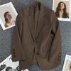 Four Seasons Women's Khaki Suit Jacket Spring Autumn CollectionElegant High-End Street Style for The Leisure Season