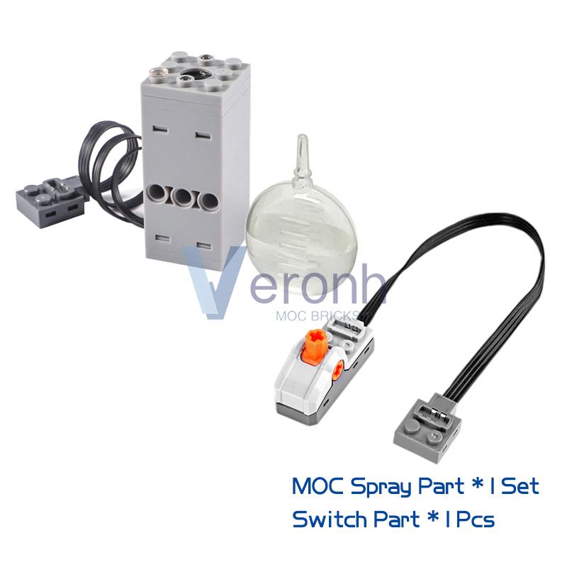 Технический спрей Выхлоп Красный свет Модифицированный блок Совместимый MOC Суперкар Поезд Замок Военная серия Кирпичи Игрушки