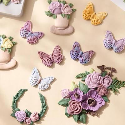 Силиконовая форма для роз, бабочка, форма для помадки, цветочный горшок, букет, листья, украшение для шоколадного торта, кекс, инструменты для работы с полимерной глиной