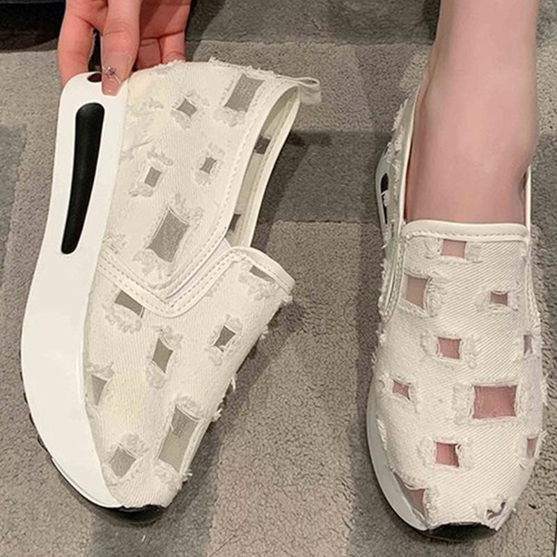 Fashion 2025 Breathable Hollow Out Sports Shoes Women Plus Size Platform Sneakers Woman Concise Slip On Walking Casual Shoes Ladies