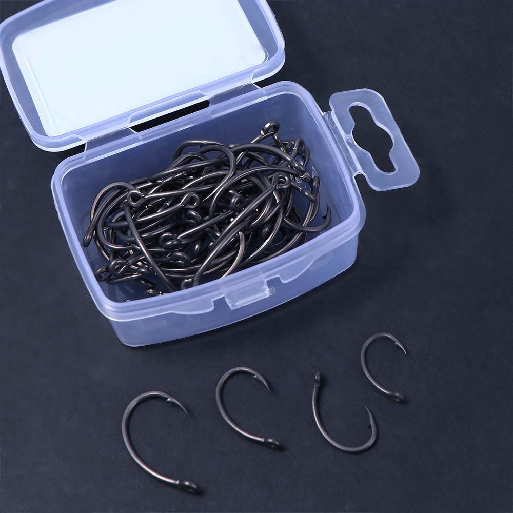 50pcs/pack 8011 Coating High Carbon Fishing Hooks Barbed Hooks Stainless Steel Carp Fishing