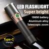 Outdoor Portable LED Flashlight, 18650 Battery, Long Battery Life, Telescopic Zoom, Multifunctional Lighting, Multiple Lighting Modes