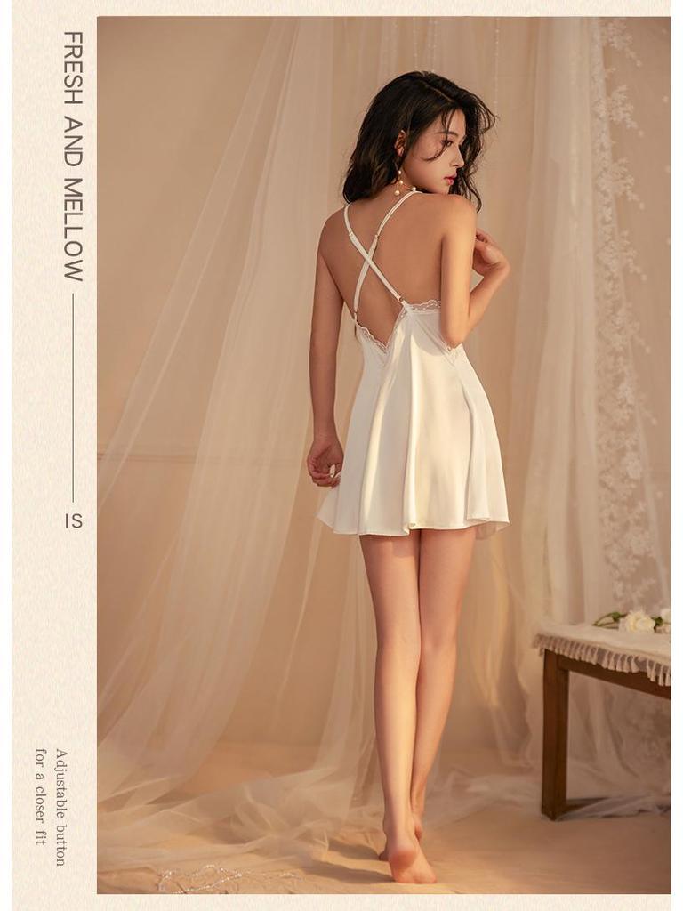 Кружевной Прозрачный Ночной Комплект Без Спины для Женщин