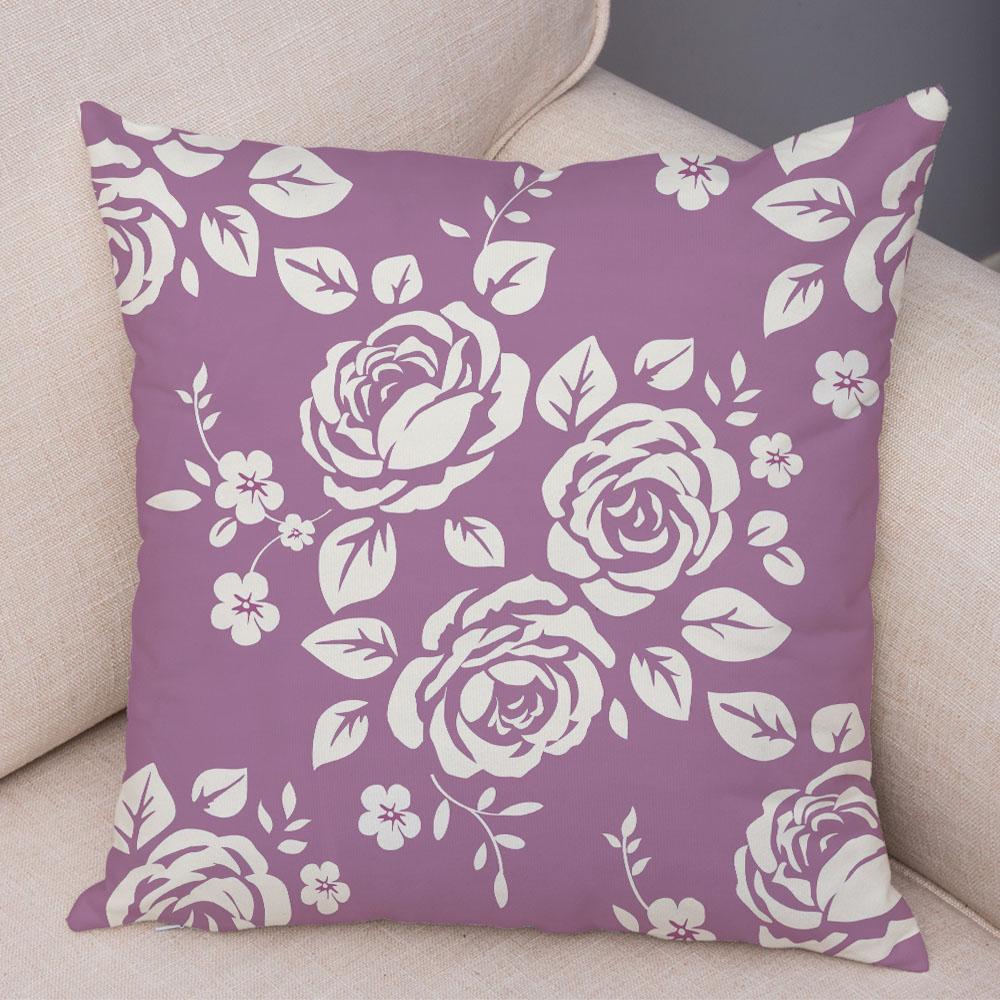 Rose Red Flower Pillowcase Decorative Bird Flower Plant Pillowcase Cushion Sofa Home Car