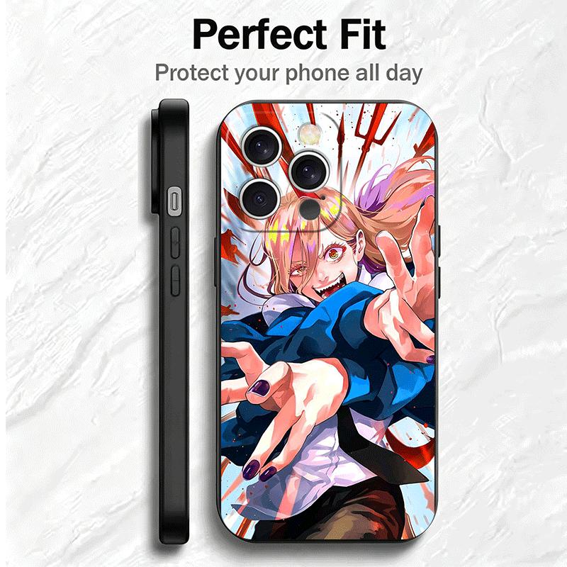 Аниме Персонаж Сила CSM Мягкий Чехол для Телефона для iPhone 16 16E 17 Air 15 Pro Max 14 Plus 13 Mini 11 12 7 Черный Чехол Задняя Панель