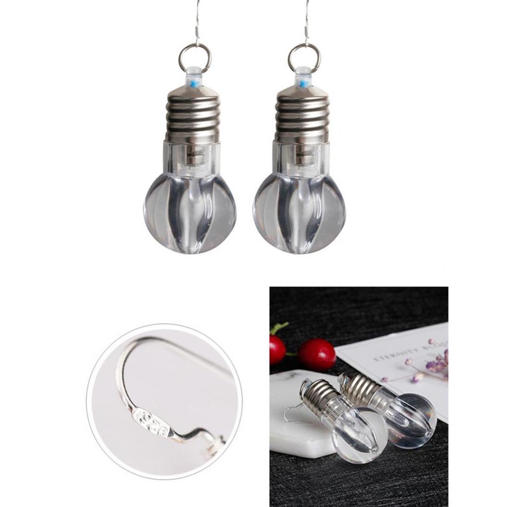 Silver Plated LED Bulb Lighting Hook Earrings Party Pub Club Women Jewelry Decor