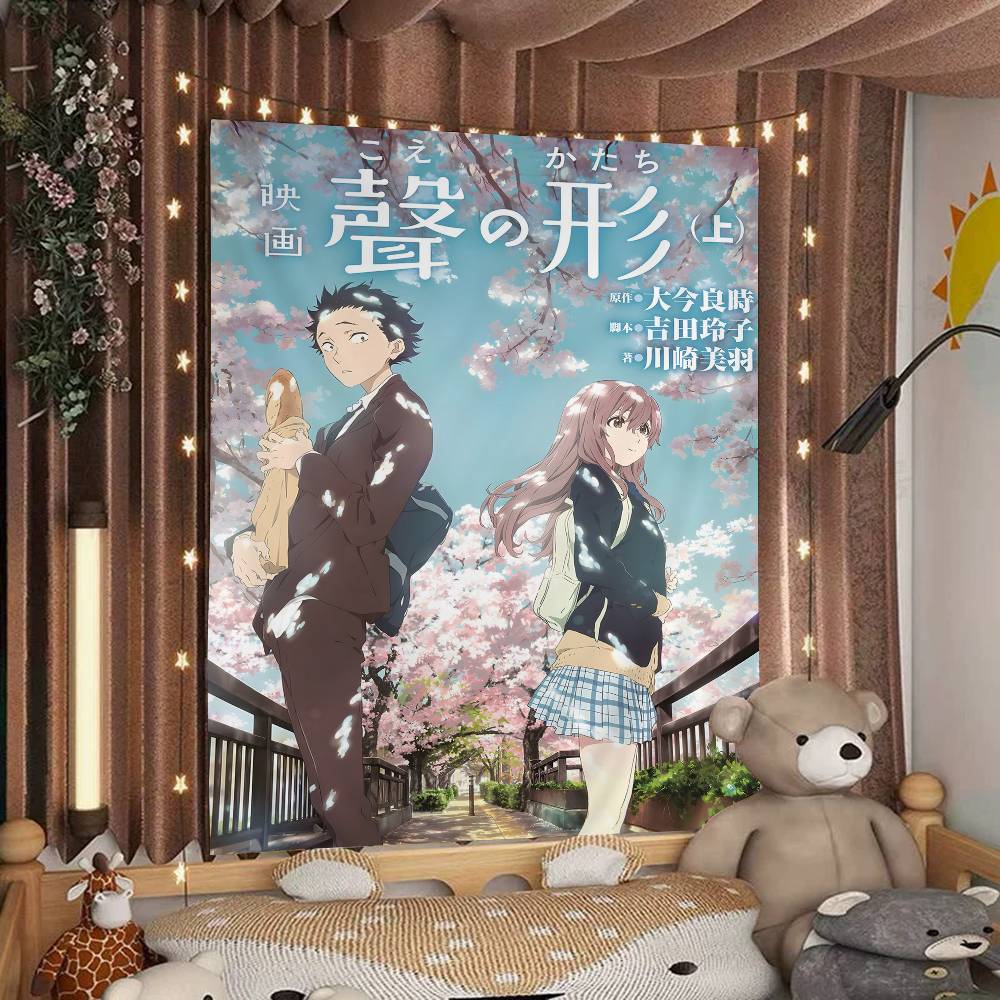 A Silent Voice Форма Голоса Аниме Винтажный Гобелен Печать Искусства Японский Настенный Гобелен Аниме Настенное Украшение Домашний Декор