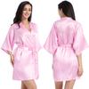 Women's Solid Color Short Silk Robe Bridesmaid Party Satin Robe Bride Wedding Pajamas Home Wear
