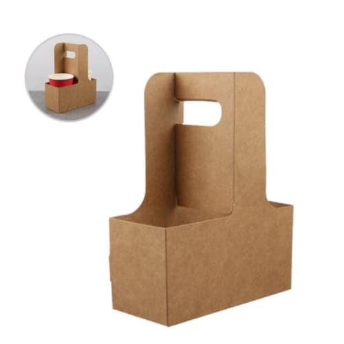 BATGXGO Drink Carriers, Kraft Paper Cup Holders with Handles, Takeout Holders, 15-Count (2 Cups)