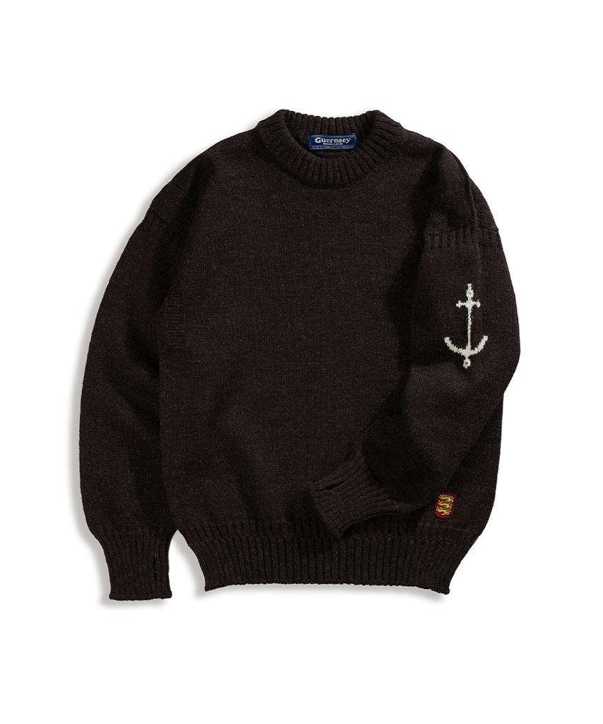 Geonjiulleunseu Crewneck Wholegarment Sweater - Dark Brown