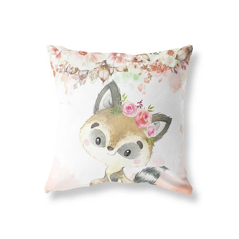 Милый кролик жираф животные декор детской комнаты полиэстер наволочка для подушки диванная подушка украшение дома наволочка для подушки