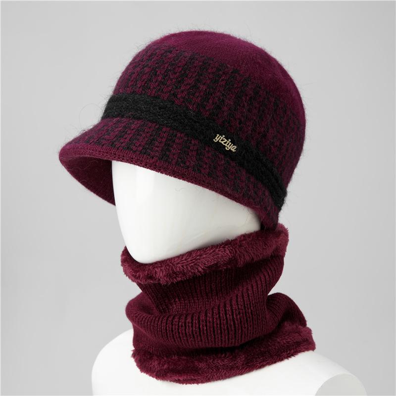 Hat Female Season Mom Grandma Rabbit Hair Thermal Basin Hat Fleece Thickened Old Lady Wool Hat